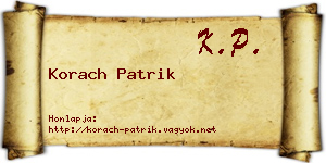 Korach Patrik névjegykártya